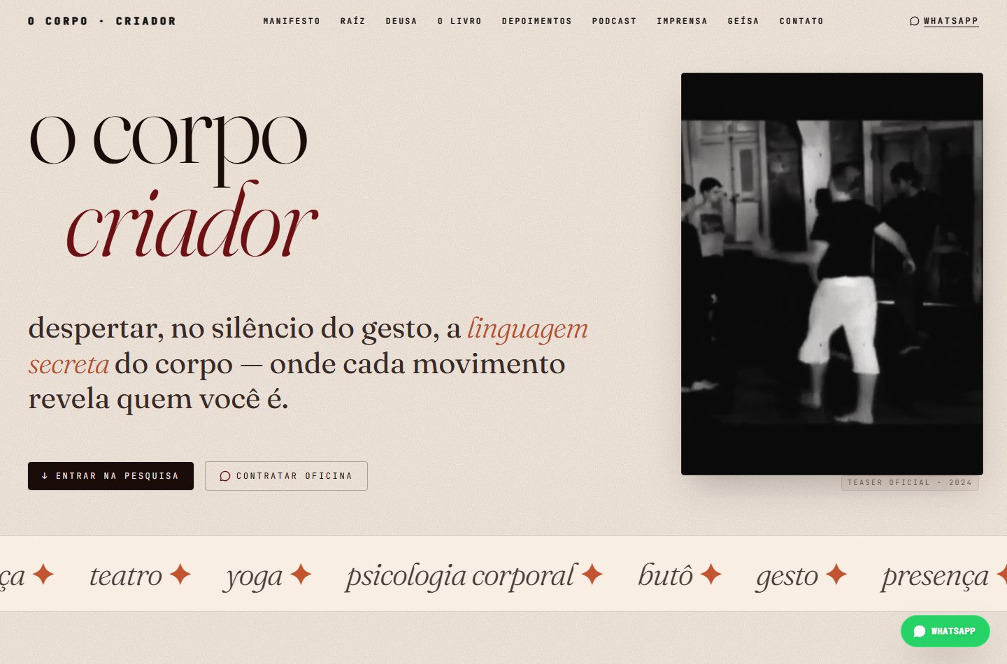 O Corpo Criador — Visit website